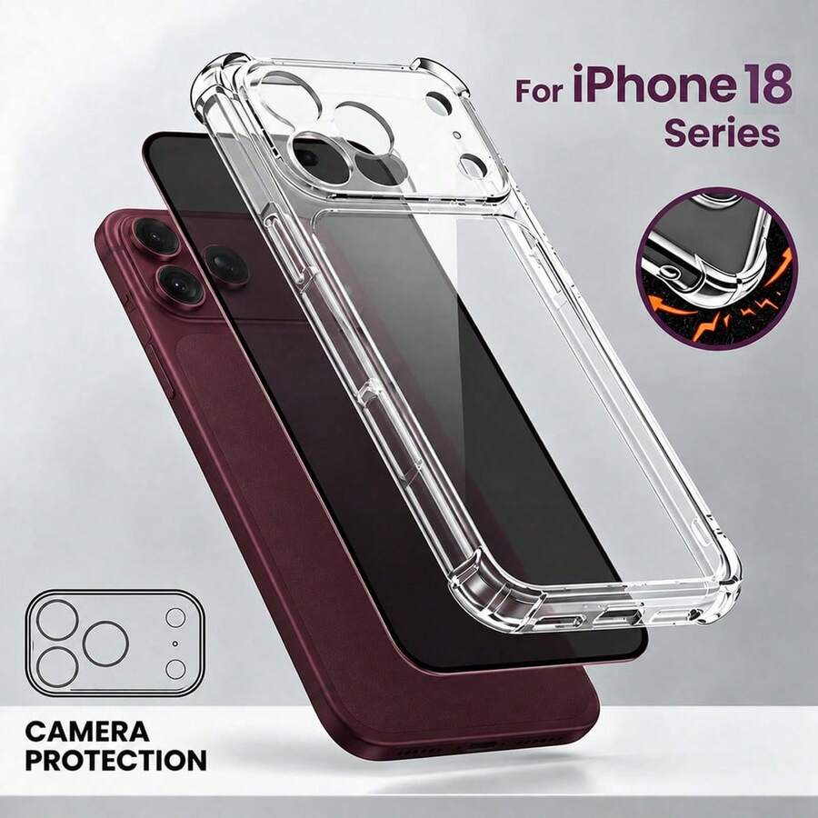 [1pc Anti-Peeping Privacy Tempered Glass Screen Protector + 1pc Full Coverage Four-Corner Airbag Transparent Phone Case] With Lens Protection, Thickened Shockproof Anti-Drop TPU Gel Rubber Ultra-Thin Durable Soft Leather Protective Cover, Compatible With IPhone 18/17/16/15/14/13 Pro Max Phone Protection Set