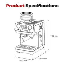 HiBREW H7Lite Semi-Automatic Espresso Machine With Integrated Grinder And Brewer, 1.8L Large Detachable Water Tank, PID+NTC Dual Temperature Control Protection, Pre-Infusion Function For Full Aroma Release, 44-Level Adjustable Grind Settings - EU F Type Plug(220-240V) - View 10