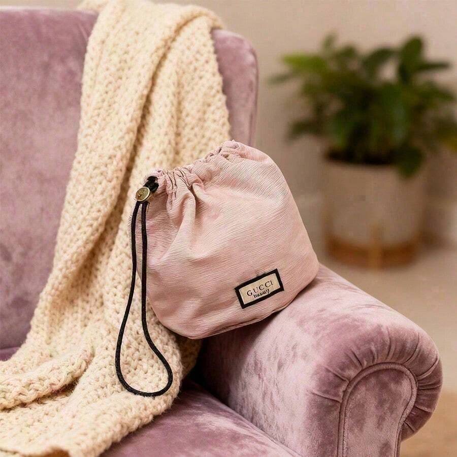 Multi‑Purpose Drawstring Storage Pouch Portable Travel Cosmetic & Jewelry Organizer Gift For Women Gucci Beauty Light‑Pink Drawstring Storage Pouch - Light Pink - View 1