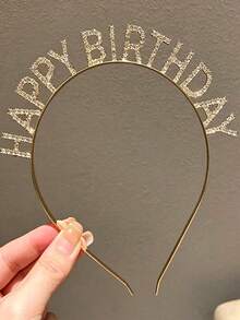 1pc Zinc Alloy Happy Birthday Shiny Rhinestone Headband Party Gathering Atmosphere Photo Decoration Princess Crown Birthday Tiara - Rhinestone Headband - View 11