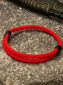 1pc Men's Nylon Braided Rope Bracelet, Simple Solid Color Woven Wristband, Suitable For Men And Women Daily Casual Outdoor Fashion Wear - Minimalist Woven Bracelet - View 3
