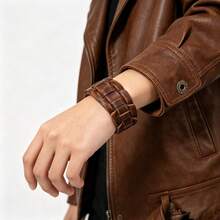 2pcs Vintage Dual Style Woven Fashion Textured Bracelets Suitable For Men's Daily Casual Wear Exquisite Bracelet Gift For Men - Brown - View 4
