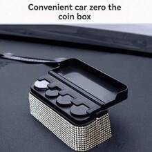 Caja de almacenamiento de monedas con cristales para coche, caja de dinero, organizador creativo de monedas sueltas, accesorio para el interior del coche - A - Ver 8