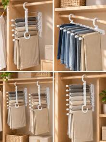 Multi-Layer Pants Rack - Space-Saving Foldable Design, Helps Efficiently Organize Your Closet; Suitable For Jeans, Leggings And Casual Pants Plastic Multi-Layer Pants Rack; Features Non-Marking Anti-Slip Storage Function, Easy To Assemble; Ideal Choice For Holiday Preparation And Seasonal Wardrobe Organization; - Multicolor - View 11
