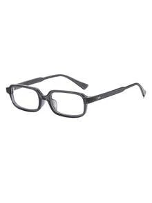 1 Pair Men's Transparent Grey Rectangular Frame Rivet Decor Minimalist Style Clear Lens Glasses - Transparent Gray - View 2