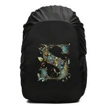 Penutup Hujan Ransel Motif Cetak Huruf Gulir Bunga Dekoratif Vintage, Pelindung Ransel Tali Serut Tahan Air dan Anti Debu, Perlengkapan Outdoor Tahan Lama untuk Mendaki, Berkemah dan Perjalanan - Hitam - View 28