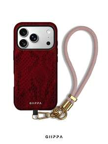 GIIPPA 1件酒紅色蟒蛇紋設計手機殼，適用於Phone 17 Pro Max、16 Pro Max、15 Pro Max、14 Pro Max、11/12/13/14/15/16 Pro Max Plus，韓系高端時尚趣味優雅設計，男女皆宜，聖誕節、情人節、復活節、婚禮季與生日送女友的完美禮物！ - 彩色 - 查看 1