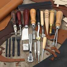 kangten 19 Pcs Leather Craft Tools Kit, Leather Working Tools Set For Sewing, Punching, Leather Craft Making Set - Multicolor - View 7