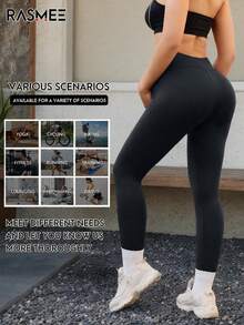 無縫高彈力孕婦瑜伽褲 女款護肚透氣柔軟健身緊身褲 - 灰色 - 查看 5