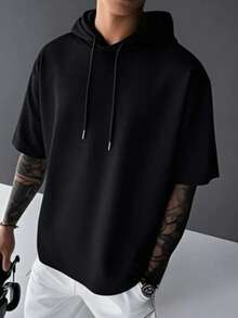 ZYNTH BALENO Men's Summer Fashion Hooded Short Sleeve T-Shirt, Suitable For Gym And Outdoor Sports Black - Black - View 4