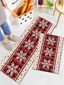 1/2pcs Christmas Vintage Diatomaceous Earth Mat, Snowflake Pattern, Super Absorbent, Non-Slip, Perfect For Bathroom, Kitchen And Dining Room, Quick Drying, Ideal Home Decor And Bathroom Floor Mat Gift. - Multicolor - View 6