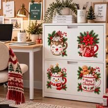 Christmas Kitchen Cabinet Stickers, Christmas Mug Stickers, Gingerbread Man Snowman Cup, Holiday Decoration, Suitable For Refrigerator Door, Pantry Cabinet, Home Decor - Christmas Wall Decals - View 4