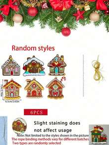 6pcs- PVC Silicone Christmas Gingerbread House Set, Christmas Tree Decorations, Size 2.76*2.65 Inches, Christmas Gift Packaging Decorative Pendants, Suitable For Christmas Tree Gift Decoration - House - View 8