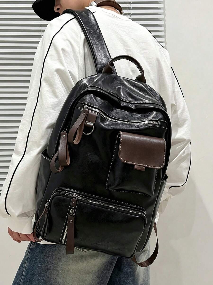 Large Capacity Multi-Pocket Business Casual Campus Backpack For College And High School Students, Laptop Outdoor Travel Backpack - Black - View 1