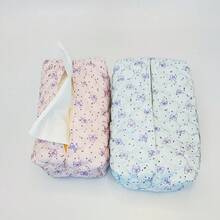 1pc Pink Quilted Bow Print Tissue Box Cover, Rhinestone Decor Fabric Napkin Holder, Cute Aesthetic Desktop Tissue Storage Bag For Living Room Bedroom Home Decor - View 4