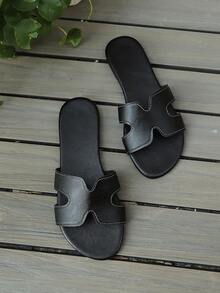 New Summer Sandals, Suitable For Outdoor Wear, Flat Bottom, Minimalist Versatile, Comfortable Fashionable, Korean Style Design, Beach Travel - Black - View 2
