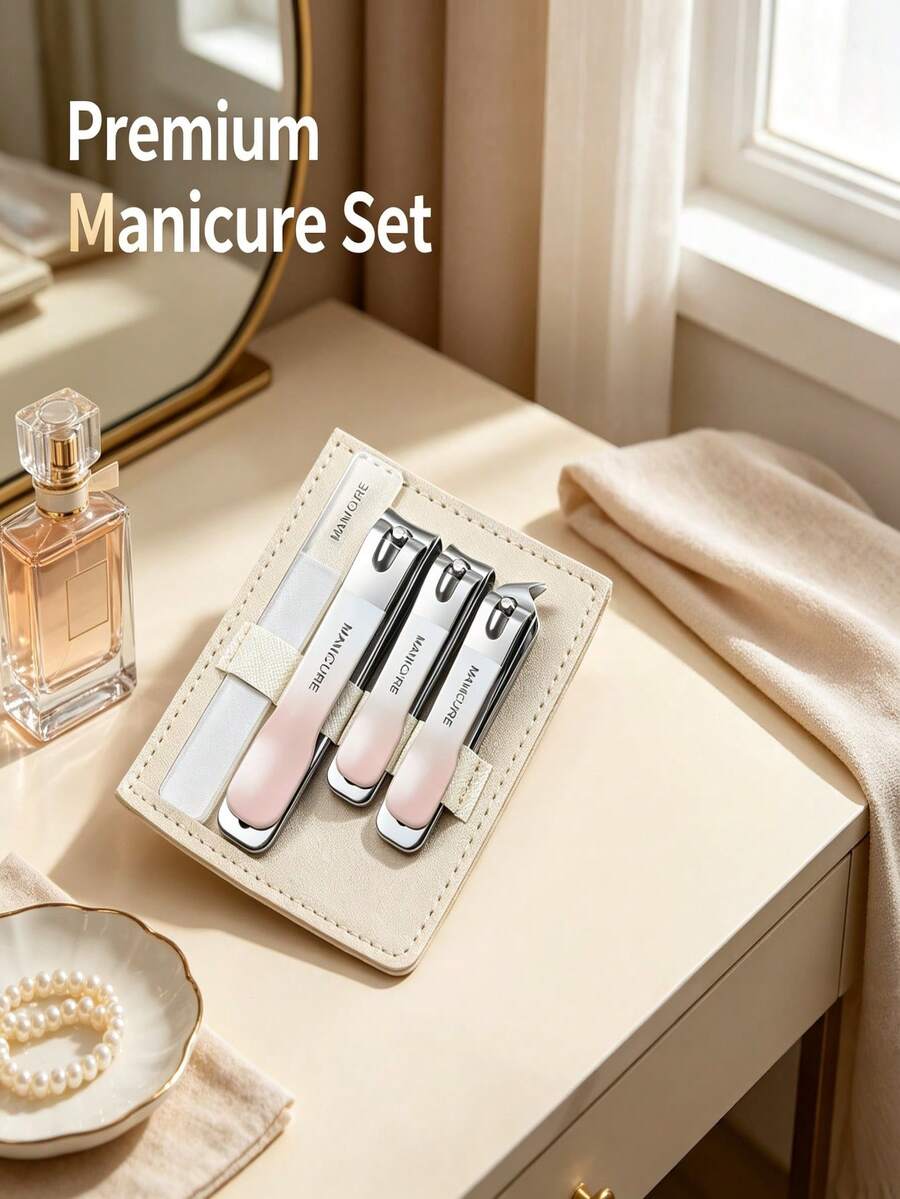 10-In-1, 5-In-1 And 4-In-1 Stainless Steel Nail & Foot Care Tool Set, Includes Portable Leather Storage Bag, Gradient Color Soft Nail Clipper, Cuticle Trimmer, Earwax Cleaner, Home Daily Salon Travel Manicure Tools, Women's Gift