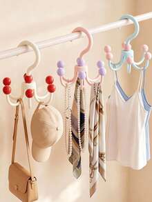 1pc Multi-Color Multi-Function Rotating Hook, Beaded 6-Claw Structure, Rotatable Design, Suitable For Hats, Bags And Scarves, Closet Rack, Suitable For Closet And Bathroom, Bathroom Decor And Accessories, Room Decor, Wall Key Hook - Multicolor - View 9