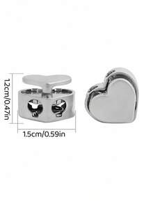 12/8/4/1pc/Set Multi-Functional Heart-Shaped Double-Hole Cord Lock (Silver/Gunmetal/Black), Spring Buckle Adjuster, Commonly Used For Hoodie, Backpack Or Clothing Drawstring Adjustment, Clothing Accessories - Multiple Styles - View 12