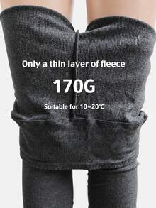 1pc Black 170G Non-Fleece/330G Thick Fleece Lined High Waist Warm Pants, Suitable For Cold Winter Daily Casual Wear - Multicolor - View 14