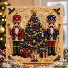 1 Set DIY Christmas Pearl Diamond Painting Art Kit, Includes Frame, Beads, Rhinestones, Handmade 3D Holiday Decoration, Adult Gift, Classic Design Beaded Decor Set - A - View 40