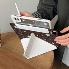 Ins復古棕色豹紋淺藍星圖平板保護殼，3合1可拆卸磁吸殼，適用Apple Pro 2025新機，可愛10代/7/8/9/10代，時尚Air 7/6/8/Pro 12.9，附筆槽，防震耐用，11代(A16) Pro 13/Mini 7/6及其他機型，720°自由旋轉橫/豎螢幕支架，11吋女孩平板保護套，適合工作、旅行與日常使用 - 棕藍色 - 查看 10