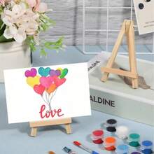 1/3-Piece Wooden Easel Frame, Wedding Table Card Holder, Photo Display Stand, Handmade Painting Artist Supplies, Home Decoration, Natural Wood Legs Display Stand, Conference And Wedding Table Card Holder, Painting And Craft Wooden Display Stand, Mini Easel, Multi-Functional Painting Display Stand, Triangular Phone Stand, Desktop Decorative Display Stand. - Wood Color - View 5