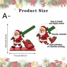 1/3pcs Christmas Paper Towel Holder Wooden Santa Snowman Roll Stand Tissue Dispenser For Kitchen Countertop Party Dining Table Bathroom Vanity Holiday Winter Home Tabletop Decor - Multicolor - View 15