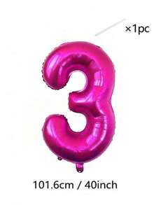 1pc/2pcs 40 Inch Large Number Balloon Rose Red Foil Large Number Balloon Suitable For Birthday Party Supplies Decoration Outdoor Photo Props - 40 Inch Rose Red Digital - View 6