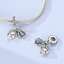 1pc Silver Plated Vintage Greek Mythology Apollo And Lyre Pendant, Suitable For Bracelet, Necklace, Keychain, Unique DIY Jewelry Making Charm - Silver - View 2