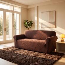 1pc Woven Skirt Style Sofa Cover, Fully Wrapped Dust-Proof Sofa Cover, High Elasticity, Strong Tensile Strength, No Deformation, Washable And Machine Washable Without Fading, Moisture Absorbing And Breathable, Suitable For All Seasons - Coffee - View 13