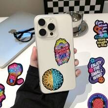 50pcs Neon Mental Health Stickers, Waterproof Vinyl Stickers, Suitable For Scrapbooking, Journaling, Decorating Laptops, Bumpers, Skateboards, Water Bottles, Computers, Phones. - Multicolor - View 6