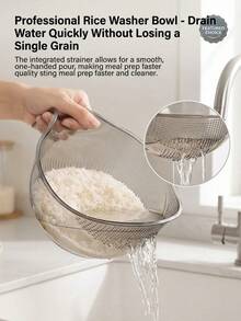 Rice Washer Bowl With Handle, Thickened Clear Plastic Kitchen Colander With Fine Mesh Strainer For Rinsing Rice, Grains, Fruits And Vegetables - View 10