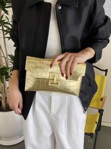 High-End Fashion Versatile Elegant Portable Premium Quality Minimalist Retro Large Capacity Clutch Bag Chic High-Quality Bestselling Women's Handbag Retro Crocodile Embossed - Multicolor - View 3