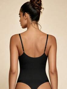 Lilivine Women's Fashion Waist Shaping Slightly Adjustable Single-Breasted Bodysuit - Fully Envelops Fat To Create A Perfect Figure - Black - View 2