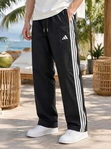 Adidas Men's Sports Long Pants Casual Pants ST 3ST WV PNT Daily Commute Sports Pants KR2531 - Black/white - View 3