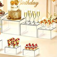 5-Tier White Acrylic Buffet Food Display Stand With Hollow Base, Suitable For Brunch, Buffet, Wedding, Party - White - View 1
