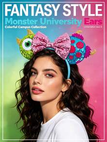 Disney Monsters Inc. Minnie Mouse Ear Pink Sequin Bow Headband - View 2