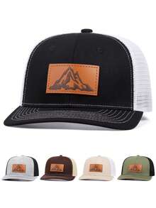 1pc Fashionable Breathable Mesh Mountain Print Baseball Cap, Street Hip-Hop Style Outdoor Casual Decorative Sun Hat, Adjustable, Unisex - Label Mountain - View 1