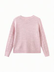 Balabala 女童可愛軟綿針織套頭毛衣休閒百搭上衣，適合前青春期女孩冬季日常穿著 - 紅色調 - 查看 5