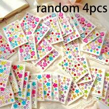4pcs Colorful Acrylic Rhinestone Sticker Set, Heart Star Flower Plum Blossom Shaped Glitter Stickers For Scrapbooking, Cup Decoration, Phone, Computer Decorative Art DIY Crafts - Multicolor - View 13