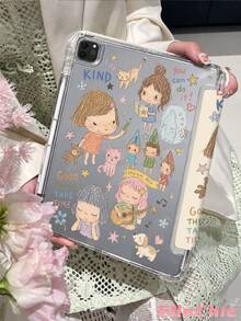 Cute Cartoon Girl Protective Case Compatible With IPad Air 8(M4)2026(11-Inch), Air 4/5 10.9 Inch, 7/8/9th 10.2 Inch, Built-In Pencil Slot Compatible With Samsung Tab S6 10.4 Inch, Compatible With Kindle 11th Gen(2022/2024), Kindle Clara 2E, Clara Colour, Clara BW (6-Inch) And Libra Colour (7-Inch),Cute Girly And Stylish Design, Birthday And Holidays. - Multicolor - View 4