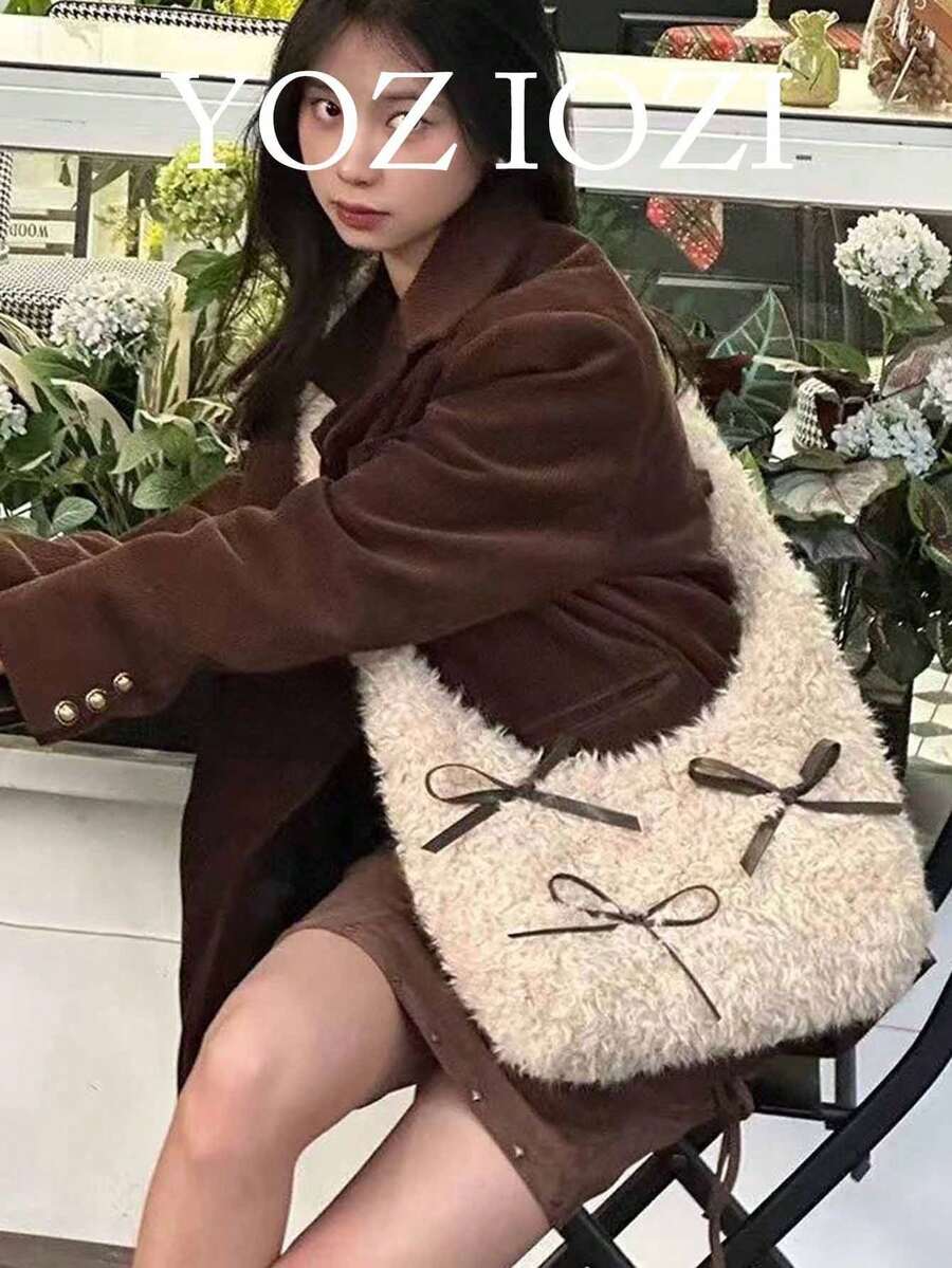開學季韓系Ins風休閒百搭單肩托特包,慵懶軟塌肩背設計,大容量腋下包,適合早通勤、旅行、日常購物 - 卡其色 - 查看 1