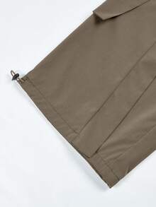 UREREM Women's Woven Fabric Wide Leg Pants, Ruffle Hem, Fashion Loose Design, 170g Woven Fabric - Brown - View 6
