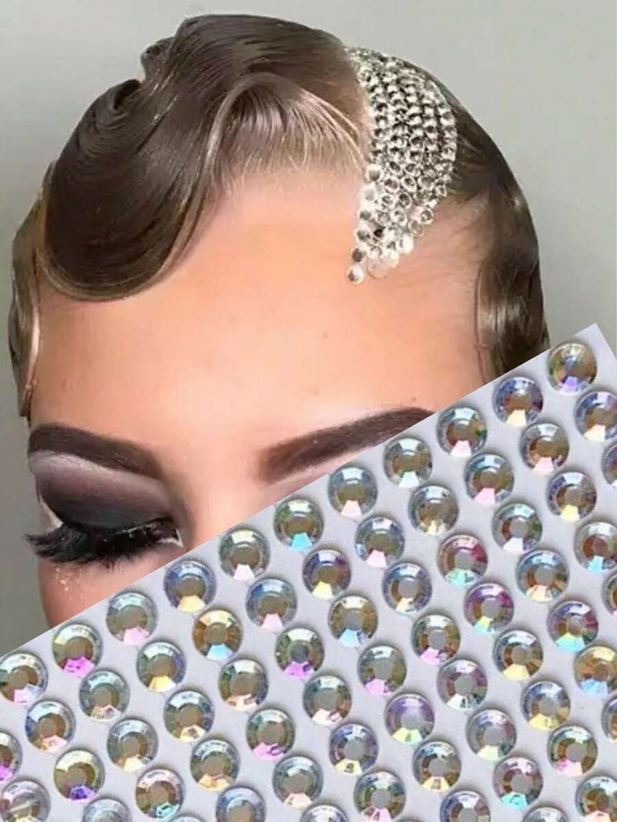 One New Autumn Style 6mm Uniform Size Iridescent Laser Rhinestone Gem Face Sticker, Used For Facial Makeup And Decorative Stickers, Y2k Face Sticker Shop DIY Professional Supplies And Tools. - Multicolor - View 1