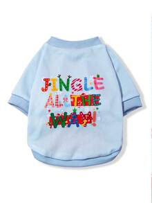 LUCKIE PAL 1pc Christmas Jingle All The Way Letter Print Pet Sweatshirt, Anti-Flea, Reduces Shedding, Warm & Breathable, Suitable For Small & Large Dogs And Cats, Indoor & Outdoor Use - Grey - View 8