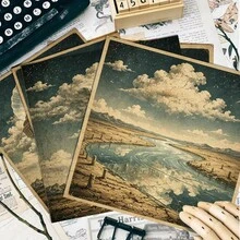 24pcs 6x6 Inch Surrealist Scrapbook Paper, Non-Repeating Pattern Cardstock, Vintage Dreamcore & Steampunk Craft Paper, Suitable For DIY Dark Academia Journaling, Collage Art And Miniature Wall Art - Square - View 6
