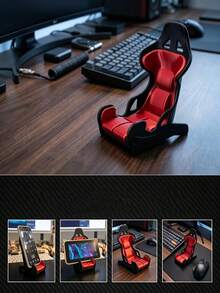 1pc Racing Seat Shaped Phone Holder, Desk Phone Stand, Gaming, Video Watching And Desktop Universal Smartphone Stand, Decorative Desktop Phone Holder, Home Decor, Suitable For Desk, Bedside Table, Shelf, Home Office Decoration, Christmas, Thanksgiving, New Year Holiday Gift Essential, Perfect Gift - Multicolor - View 4