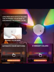 Multi-Color RGB Magnetic Wall Light, USB Rechargeable Motion Sensor LED Night Light, Multi-Light Synchronized Color Changing, Magnetic No-Drill Installation, Stairway Hallway Bedroom Ambient Decorative Lighting - One Size - View 2