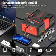 Arrancador de Batería para Auto 10000A Portátil, Compresor de Aire 150 PSI con Power Bank 40000mAh, Inflador Inteligente con Pantalla LED para Coche, Moto y Vehículos - Negro - Ver 6